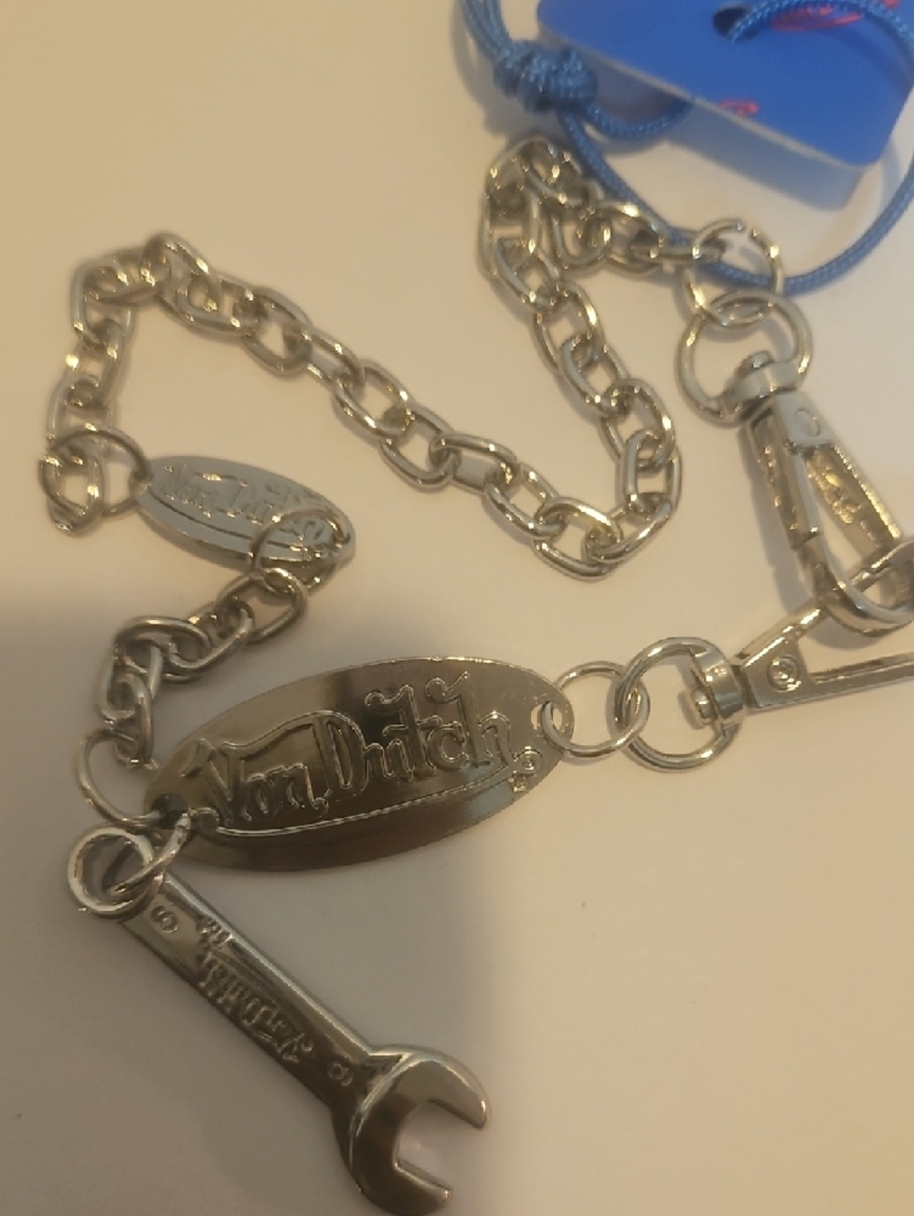 Von Dutch Silver-Tone Logo Chain With Wrench Charm For Purse Or Bag.. - Picture 3 of 4